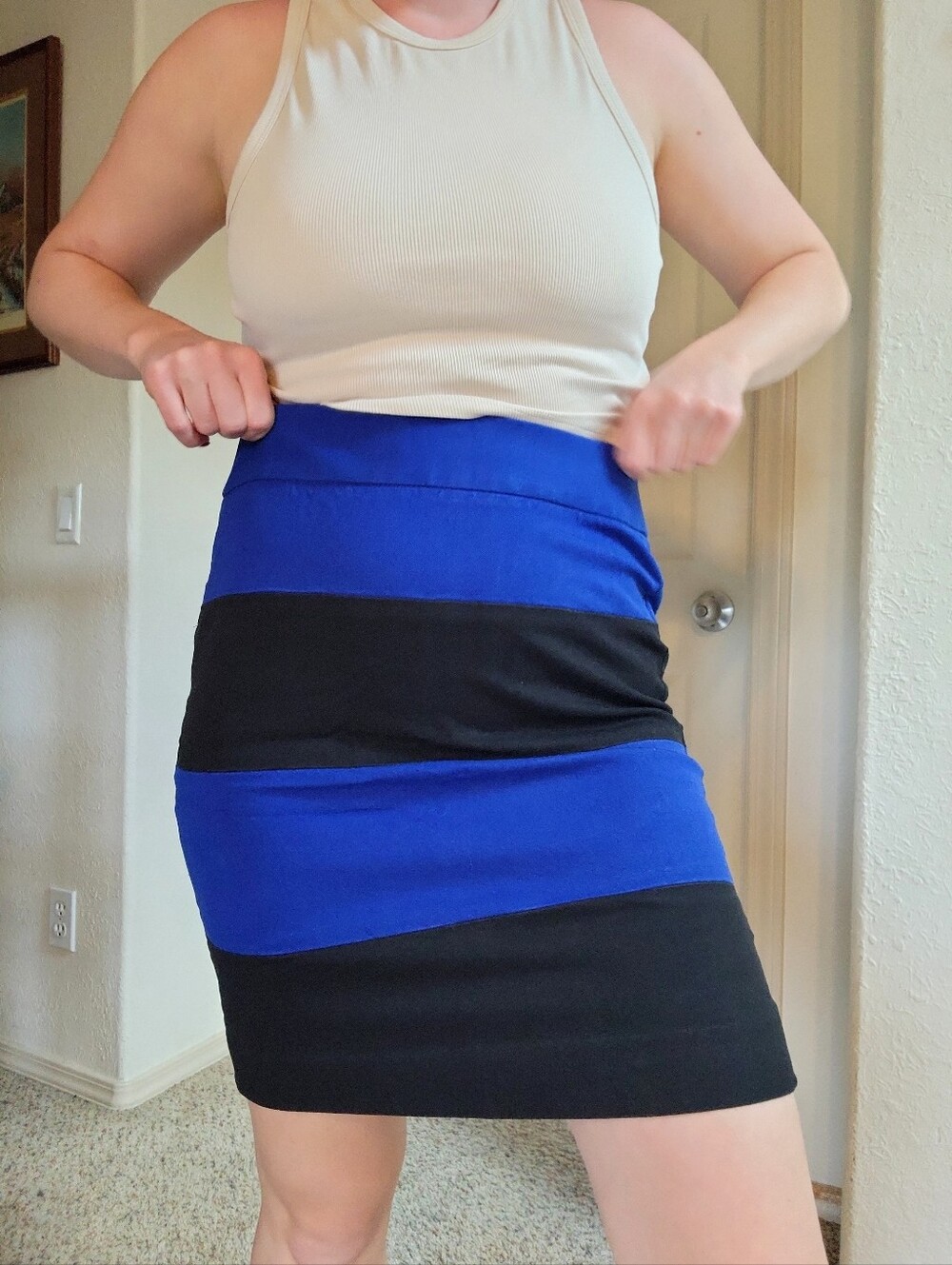 Banana Republic Black and Blue Stripe Pencil Skirt Women's Size 4